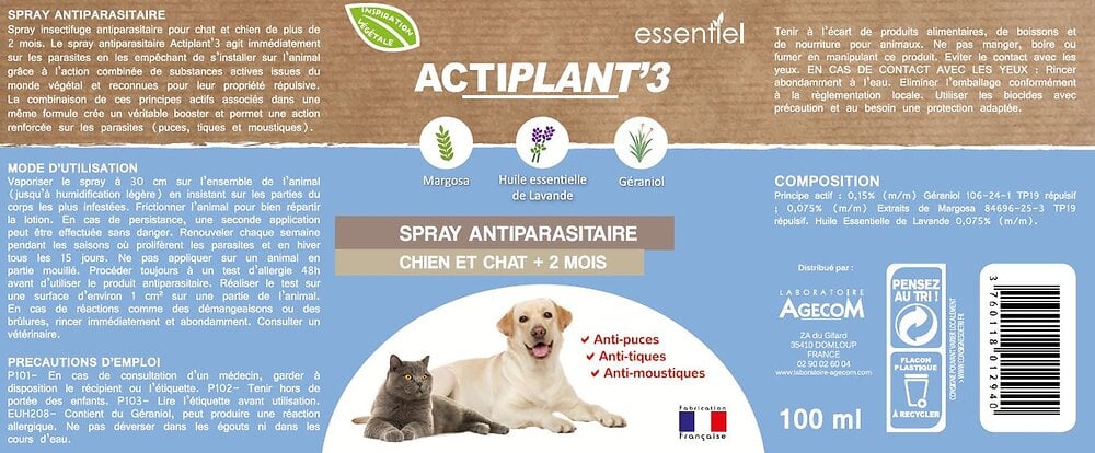 Spray Antiparasitaire Actiplant Ml Chien Et Chat Bricorama