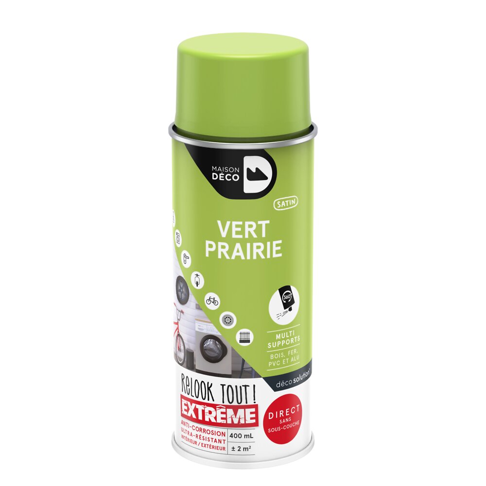 Peinture aérosol Relook tout ext sat vert prairie 400ml Bricomarché