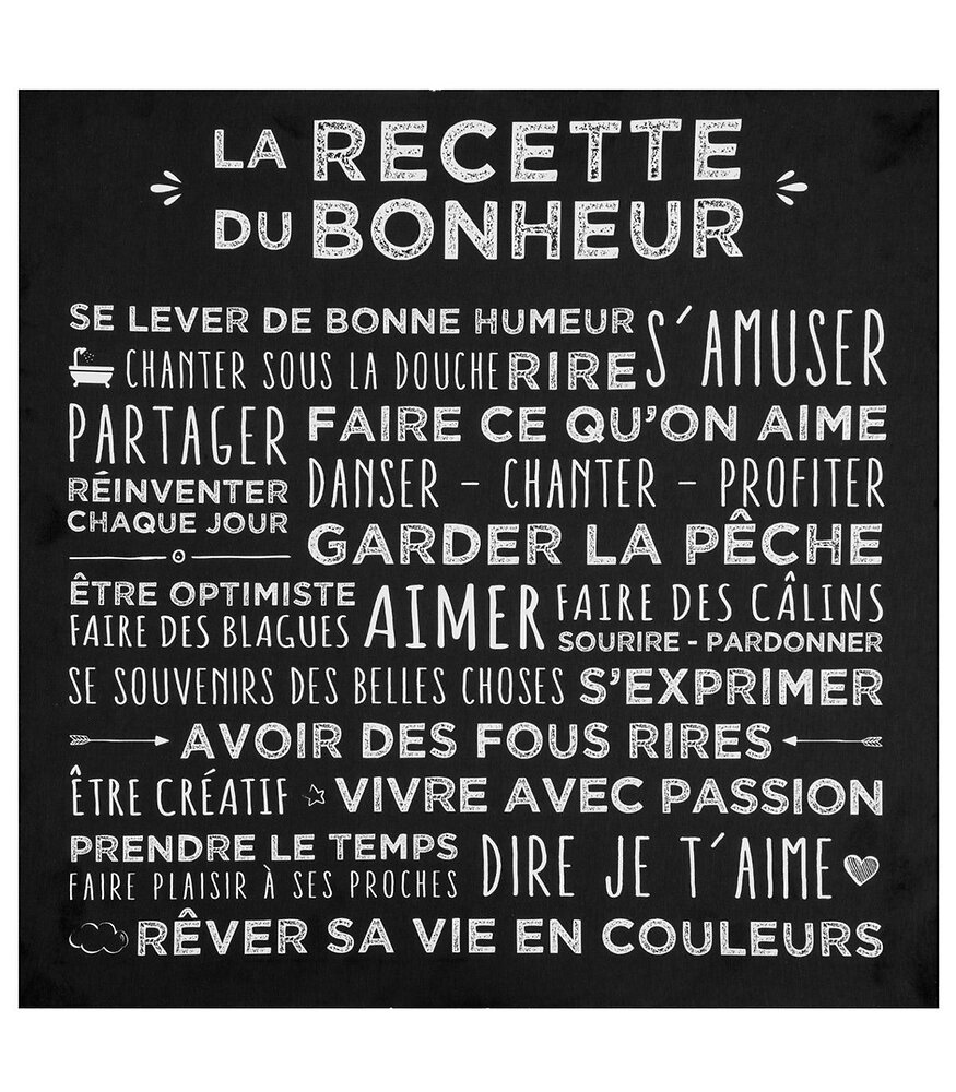 Tableau Toile Murale Imprim E La Recette Du Bonheur X Cm