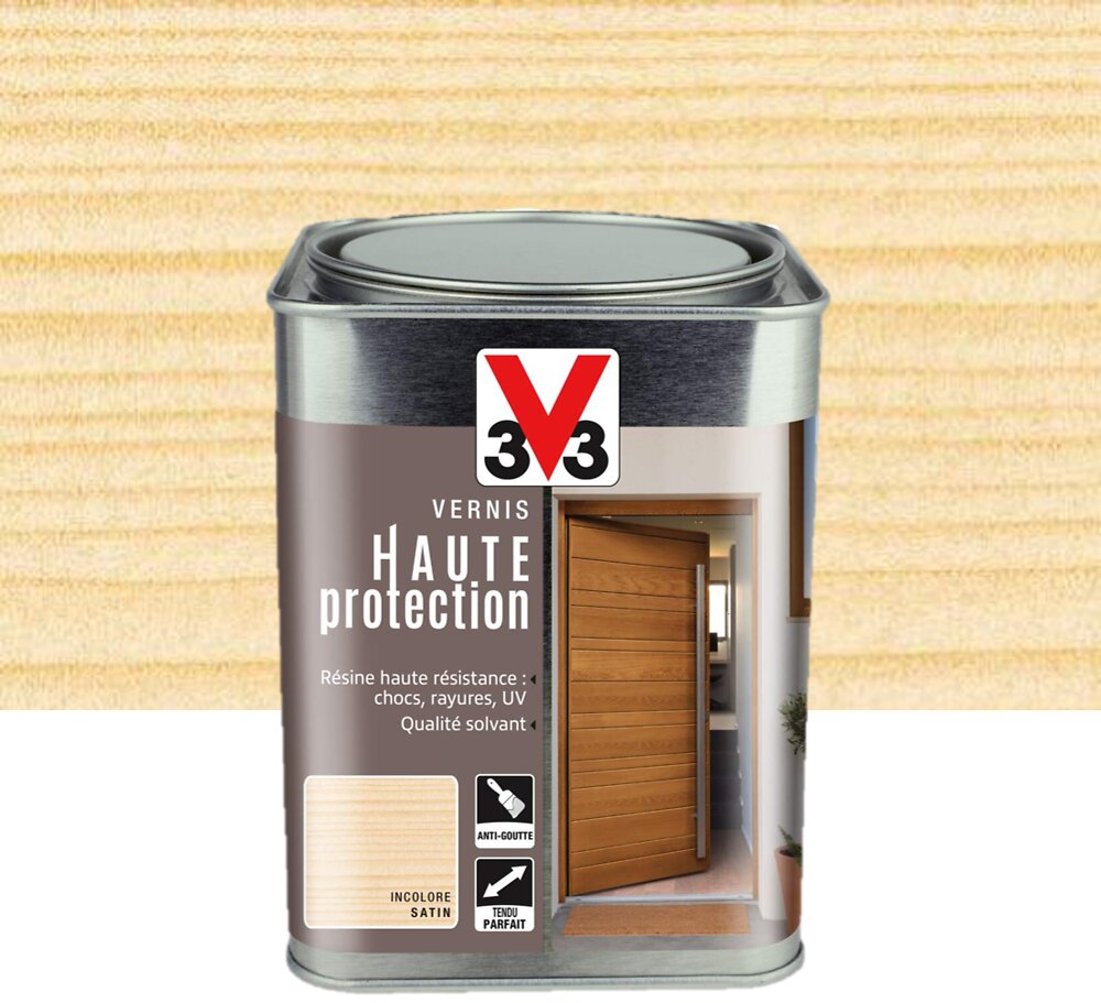 Vernis haute protection ton bois incolore satin 1 L Bricomarché