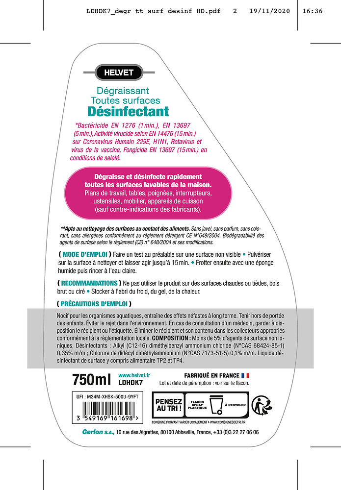 Dégraissant Désinfectant 750 ml Bricomarché