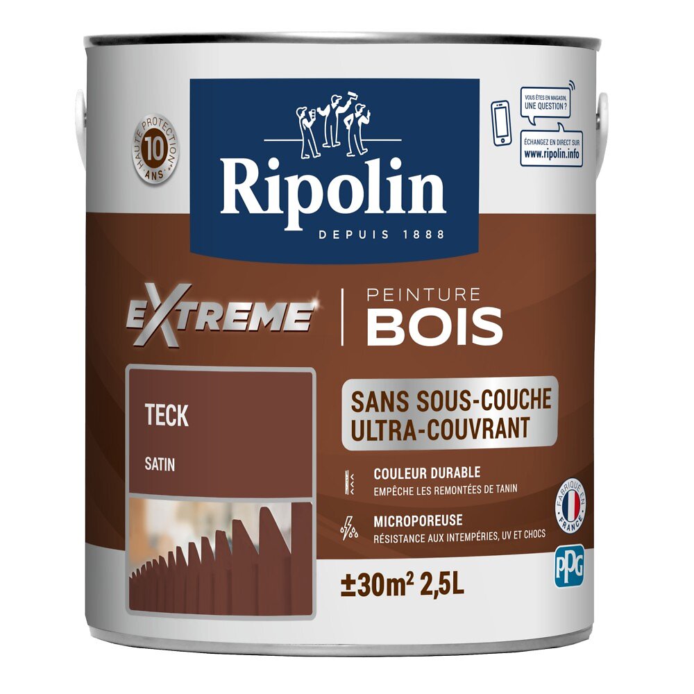 Peinture Ripolin Extr Me Bois Microporeuse Satin L Teck Bricorama