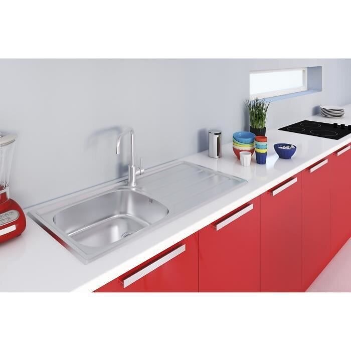 Ewi Evier Cuisine A Encastrer 1 Grand Bac 1 Égouttoir Quartz Inox