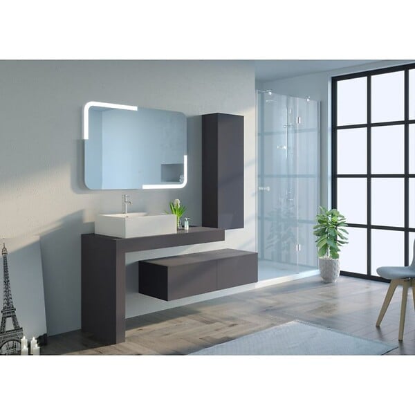 Meuble De Salle De Bain Melizzano Gris Anthracite Brico Cash