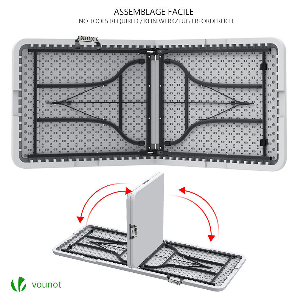 VOUNOT Table de camping pique nique pliable 180cm HDPE blanc Bricomarché