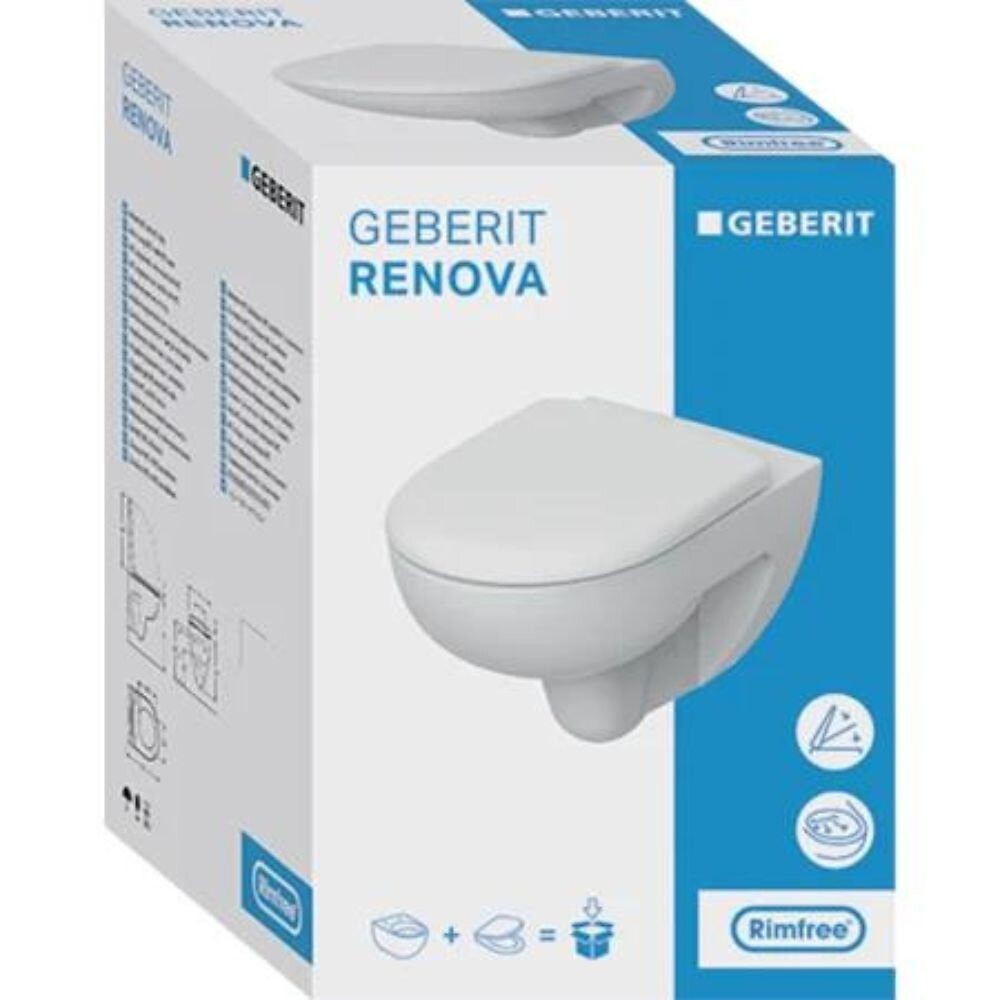 Pack WC suspendu sans bride GEBERIT Renova avec abattant déclipsable