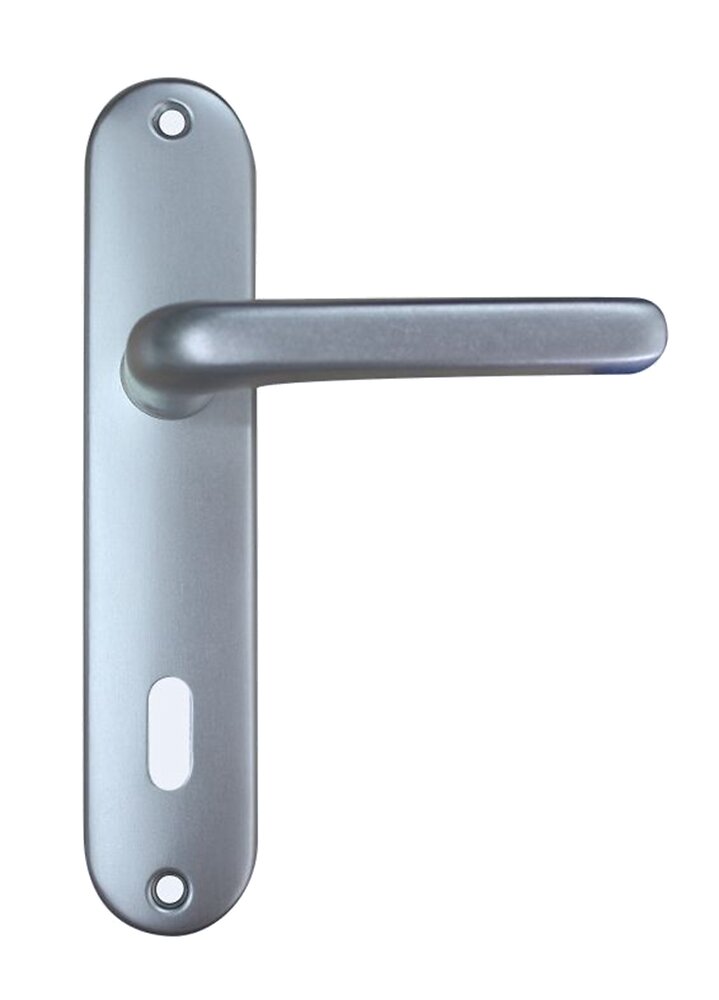 Ensemble Poign Es De Porte Aluminium Argent 165mm Trou Serrure GO ON