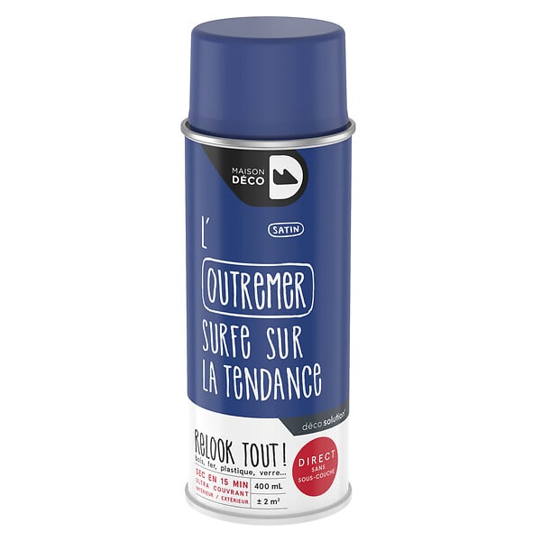 Peinture aérosol Relook Tout Outremer satin 400ml Bricorama