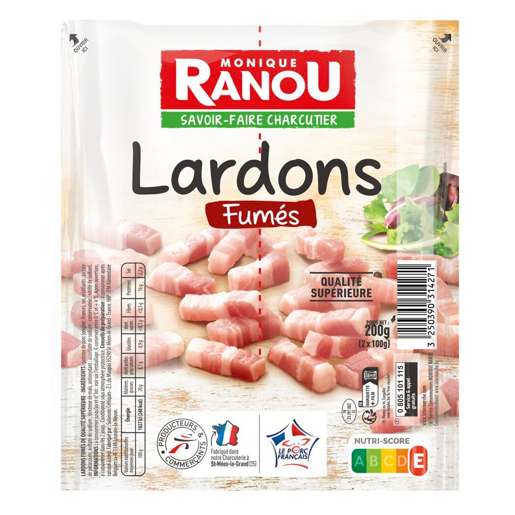 Lardons fumés Monique Ranou Intermarché