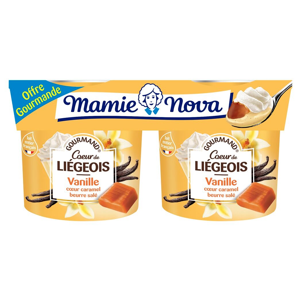 Gourmand Cœur de Liégeois vanille cœur caramel beurre salé Mamie Nova