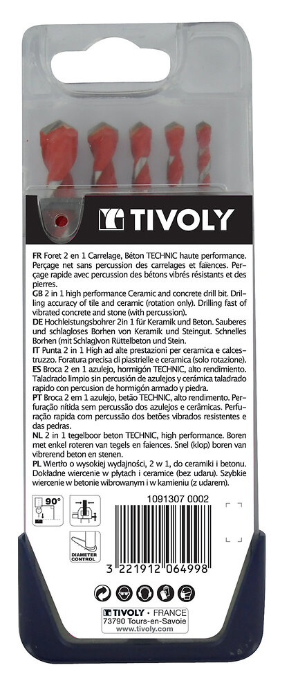 TIVOLY - Coffret De 6 Forets Technic Multimatériau, Diam.2 À 8 Mm Tivoly 10.91307 - large