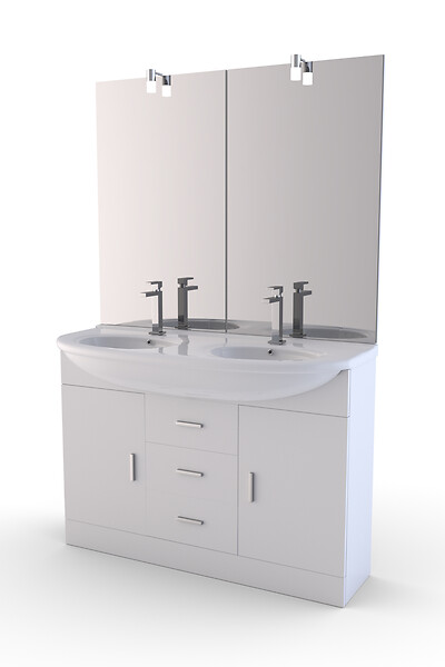 Duravit D-Neo Ensemble De Meubles De Salle De Bains, Avec Miroir Blanc Mat Vasque Blanc Avec Trop Plein A1045535