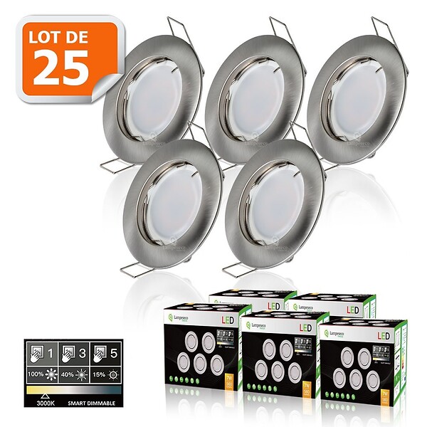 Lot de 3 Spots LED Intégrés dimmable XANLITE lumière blanc chaud