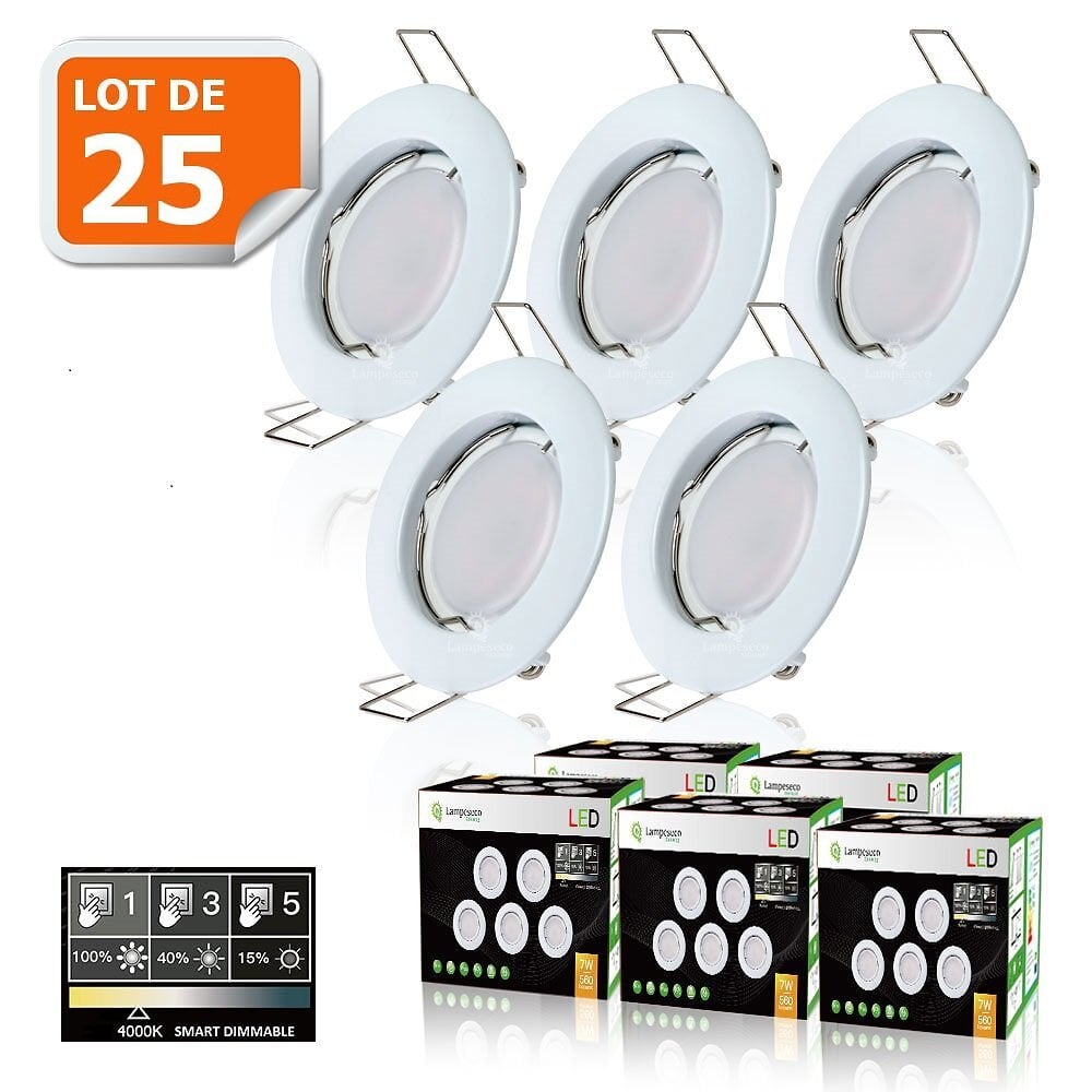 Lot de 3 Spot Encastrable LED Downlight Panel Extra-Plat 7W Blanc Neutre  4200-4500K
