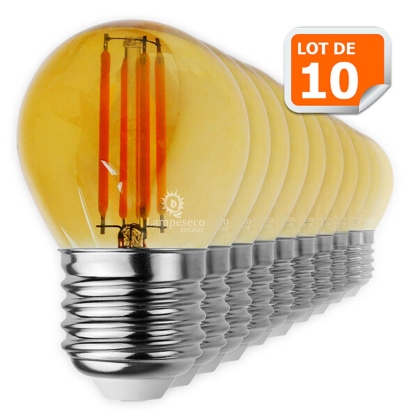 Lot de 10 Ampoules Led Filament forme G45 4 Watt (éq 42 watts) Culot