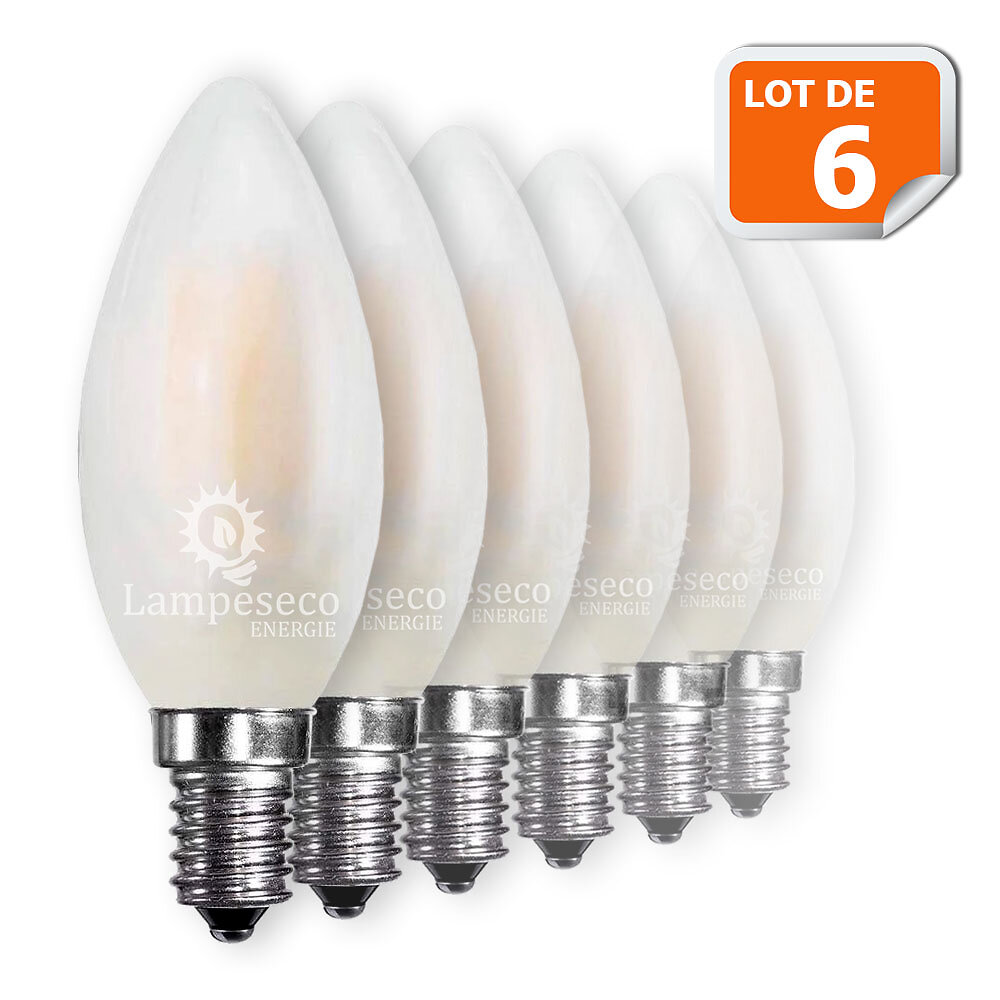 LAMPESECOENERGIE - Lot de 6 Ampoules LED E14 Opaque Filament 4W eq 40W 400lm Blanc Chaud - large