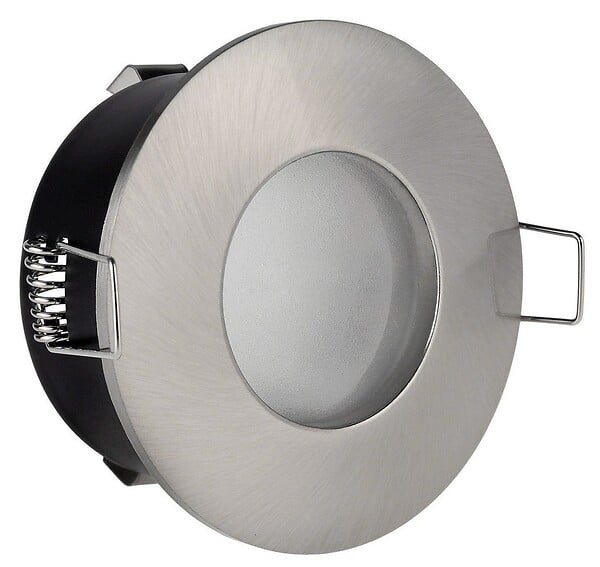 FIXATION SPOT SALLE DE BAIN ETANCHE NICKEL SATINE POUR AMPOULE GU5.3