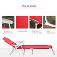 OUTSUNNY - Bain de soleil pliable - transat inclinable 4 positions - chaise longue grand confort avec accoudoirs - métal époxy textilène - dim. 160L x 66l x 80H cm - rouge - vignette