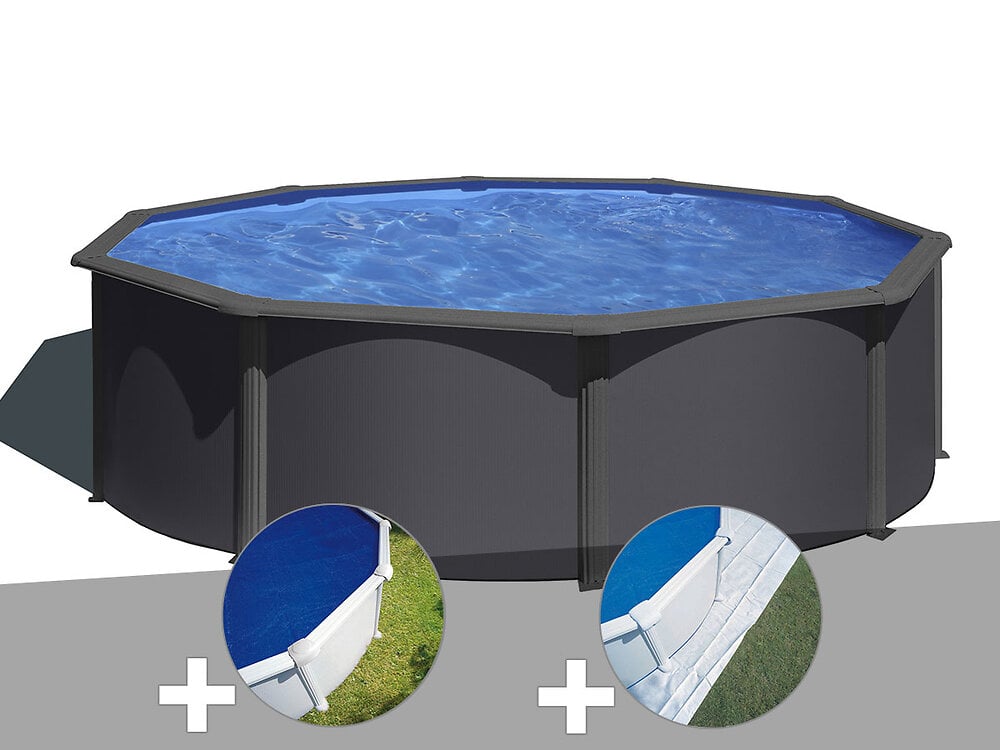 Kit Piscine Acier Gris Anthracite Gr Louko Ronde X M B Che