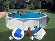 GRE - Kit piscine acier blanc Gré Bora Bora ronde 4,80 x 1,22 m + Bâche à bulles + Tapis de sol - vignette