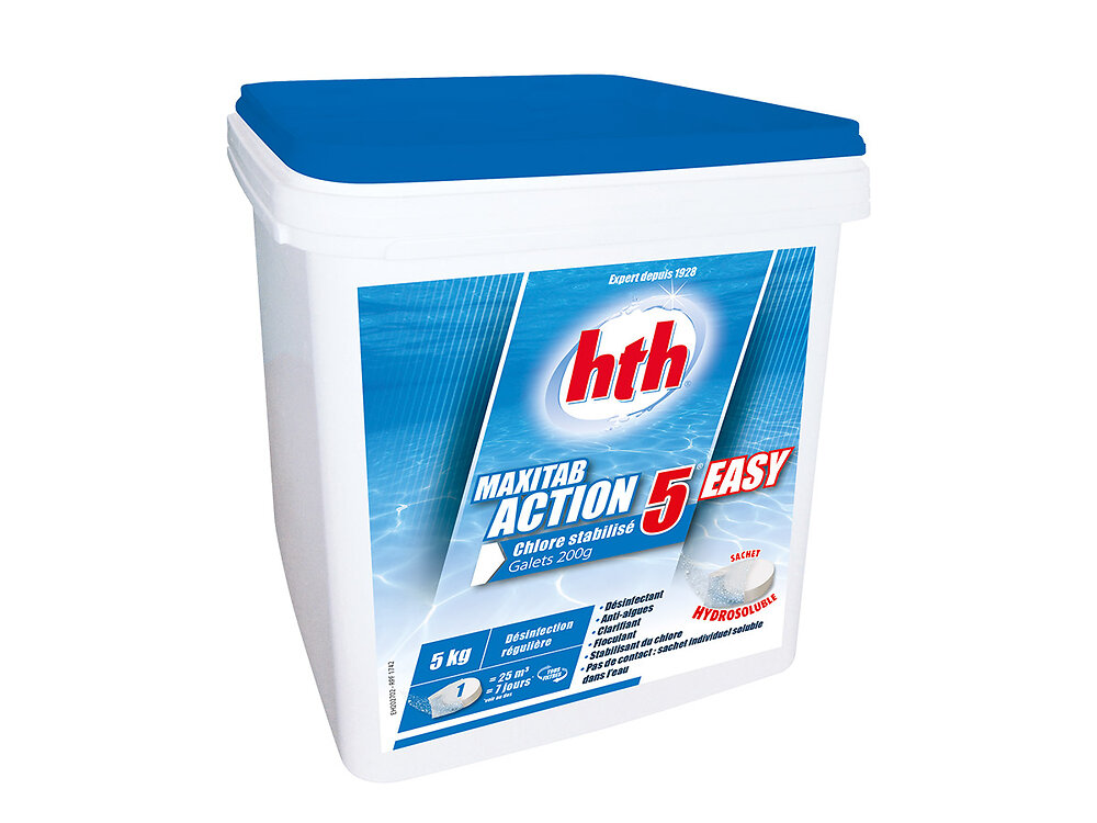 HTH - Chlore 5 actions en sachet hydrosoluble Maxitab 5 kg  - HTH - large