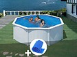 GRE - Kit piscine acier blanc Gré Fidji ronde 3,70 x 1,22 m + Bâche à bulles - vignette