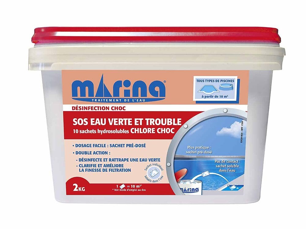 MARINA - Chlore choc sachets SOS eau verte et trouble 2 kg - Marina - large