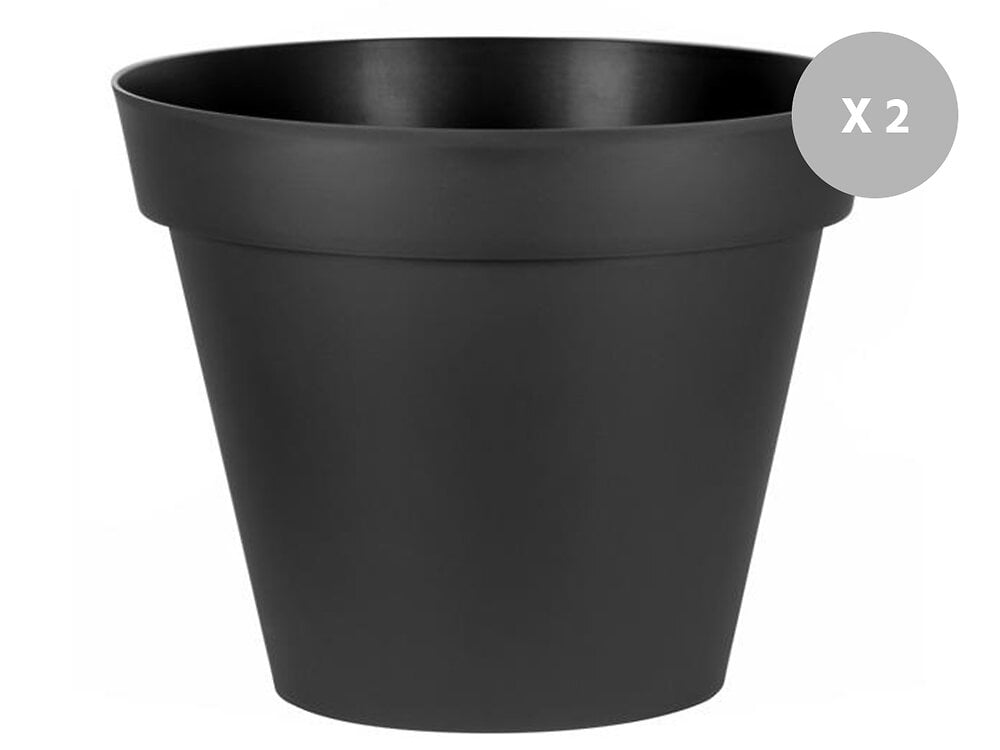 Set de 2x pot rond gris / pot de fleur plastique diamètre 45 cm -  Jardinières/