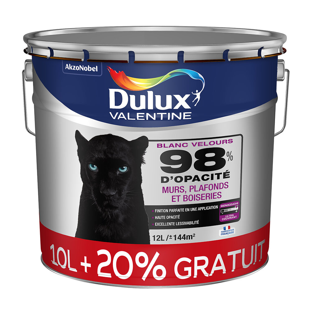 Peinture Qualité pro Monocouche Blanc Velours 12L