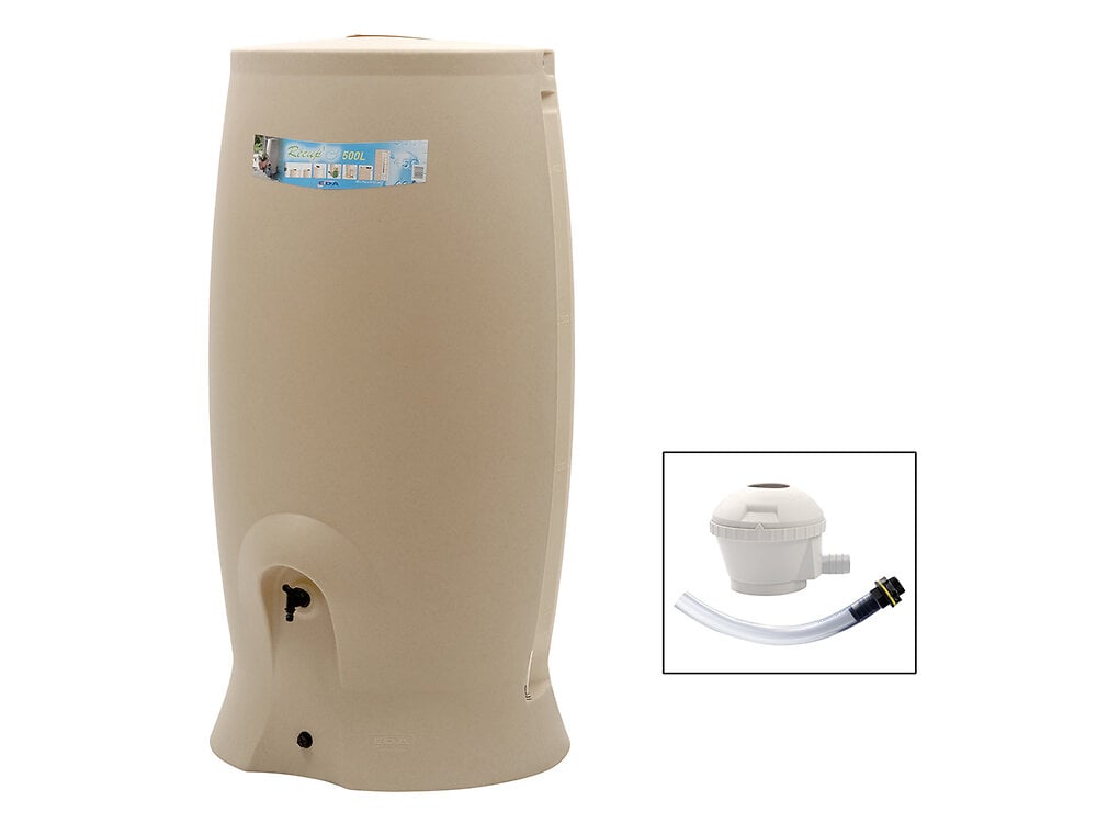Belli Récupérateur d'eau rectangulaire beige avec kit complet 300L