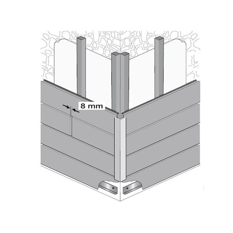 McCover - Profil d'angle bois composite pour bardage Beige clair, E : 6 cm, l : 6 cm, L : 270 cm - large