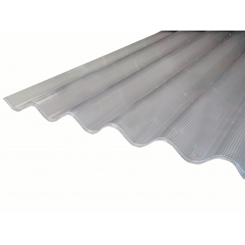 McCover - Plaque de polycarbonate ondulé alvéolaire (177/51 mm) Clair, 2m, l : - 92cm, E : 6 mm - large