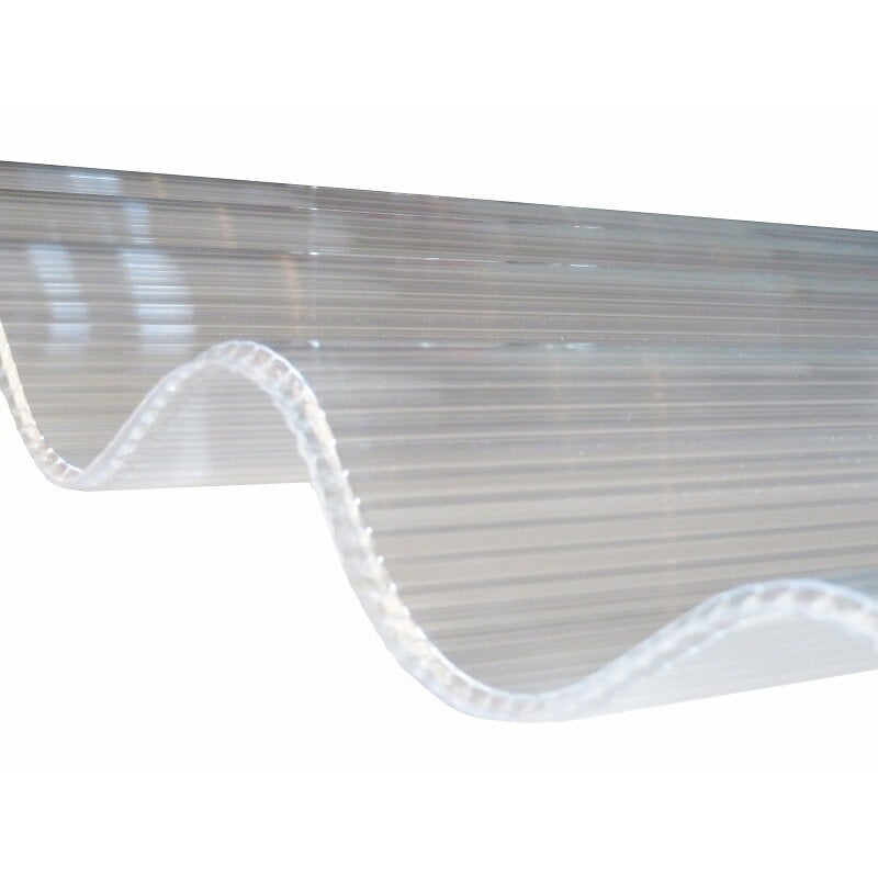 McCover - Plaque de polycarbonate ondulé alvéolaire (177/51 mm) Clair, 2m, l : - 92cm, E : 6 mm - large