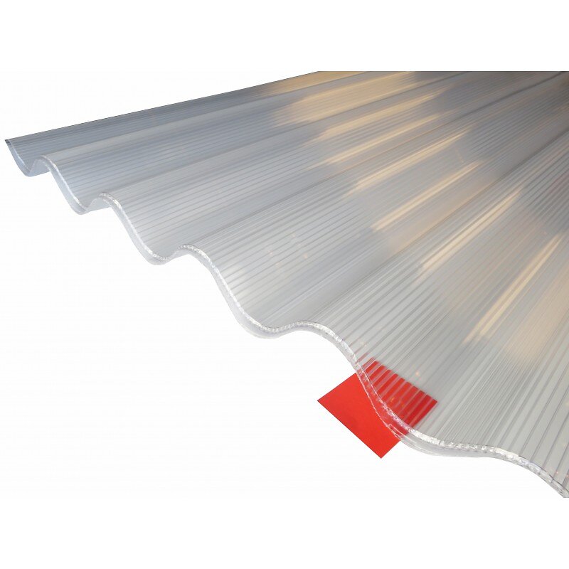 McCover - Plaque de polycarbonate ondulé alvéolaire (177/51 mm) Clair, 3.05cm, l : - 92cm, E : 6 mm - large