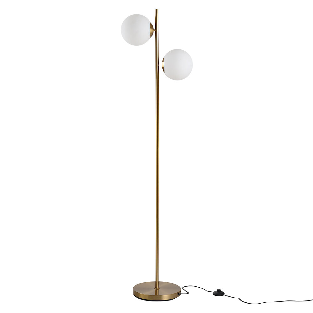 lampadaire design néo-rétro 2 boules max. 40 w métal doré