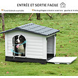PAWHUT - Niche chien style cottage dim. 91L x 69l x 66H cm petite porte grillagée + grande porte latérale verrouillable PP blanc gris noir - vignette
