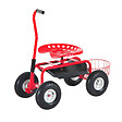 HOMCOM - 2 en 1 tabouret pivotant chariot mobile de jardin charge max. 150 Kg rouge et noir - vignette
