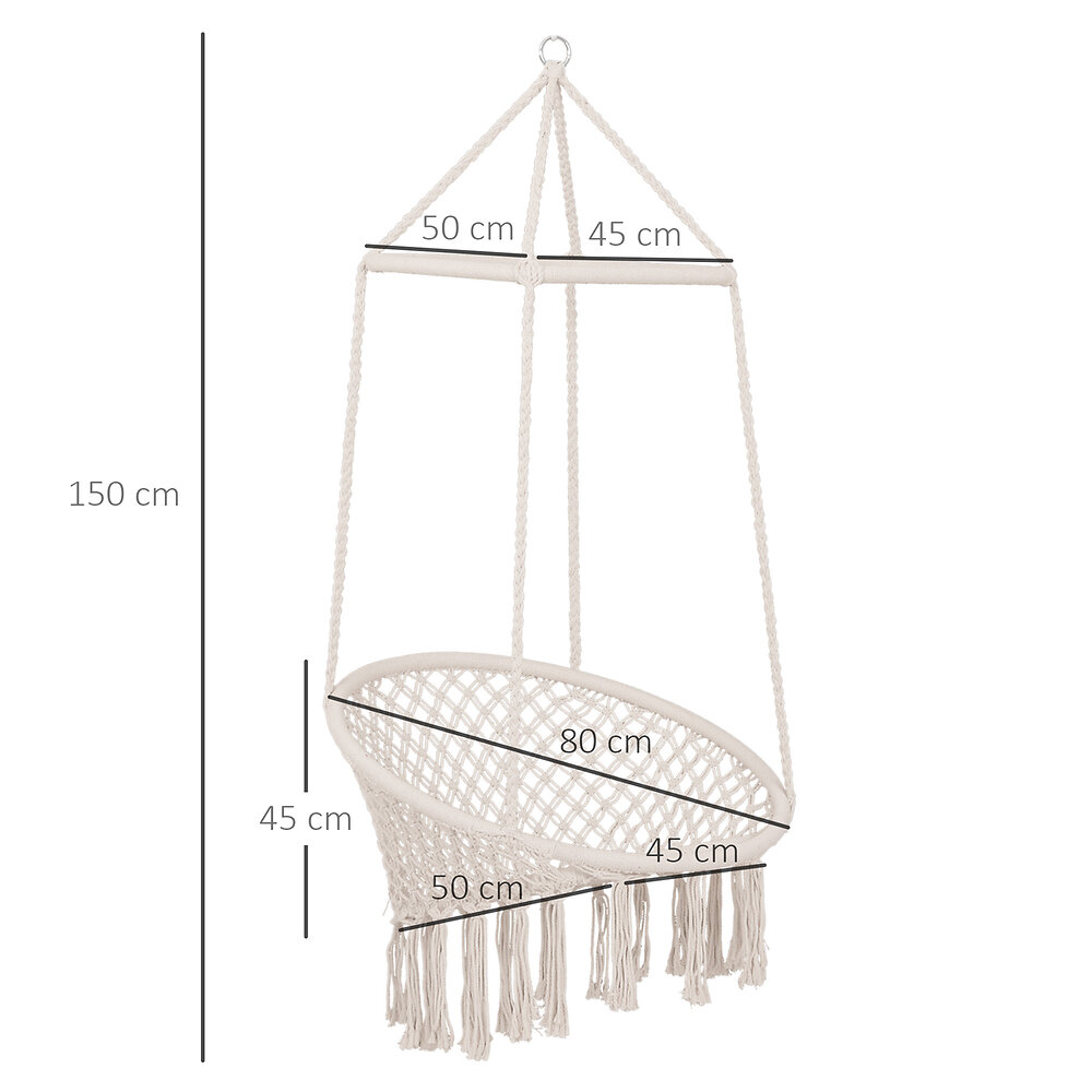 OUTSUNNY - Chaise suspendue hamac de voyage respirant portable dim. 80L x 50l x 150H m coton polyester beige - large