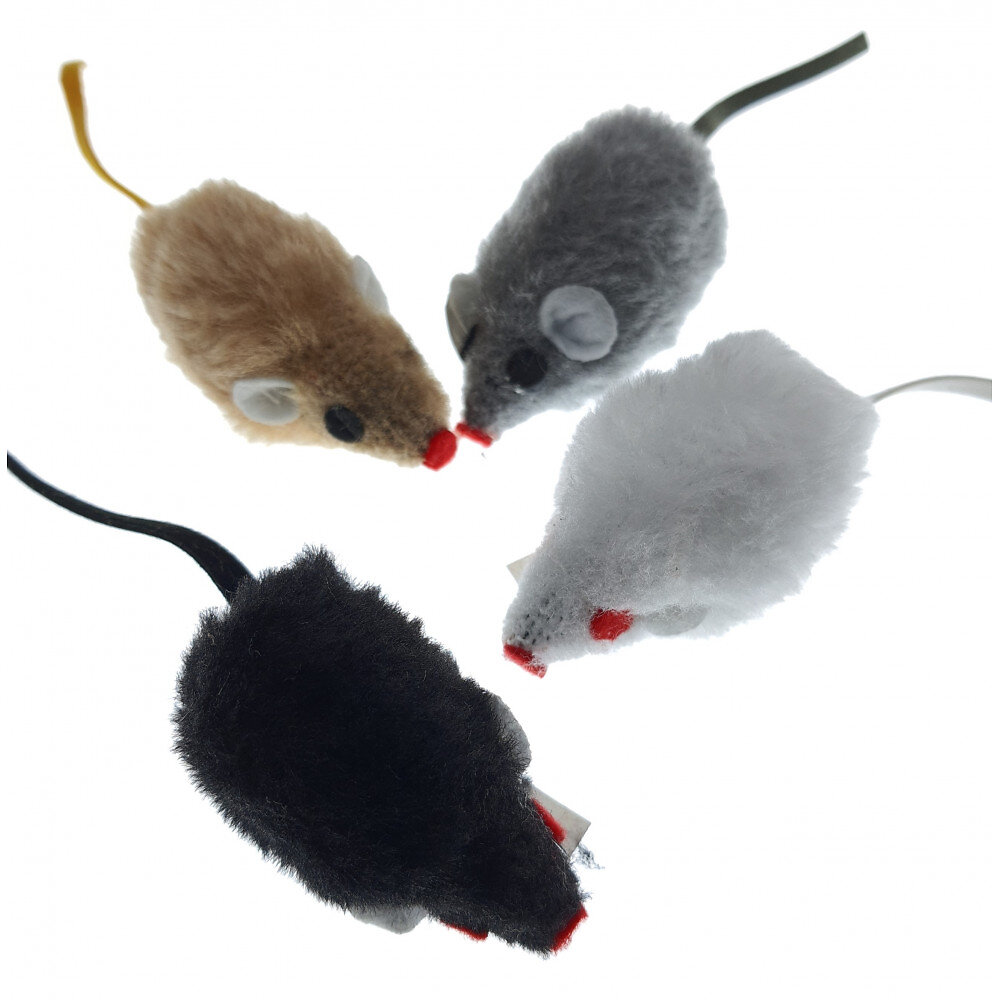 4 souris poils ras 5 cm  jouet pour chat.