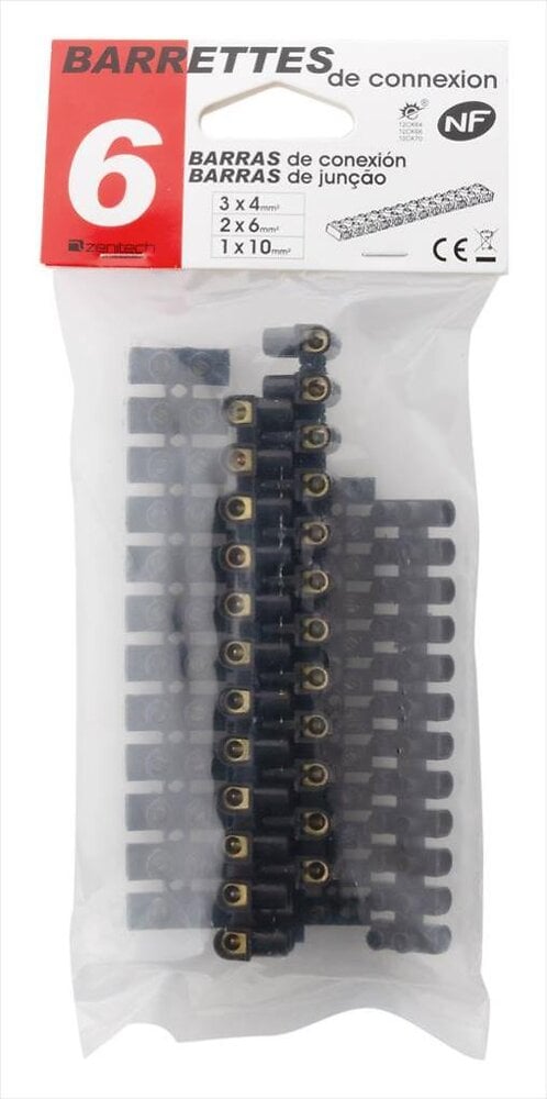 Barrette de 10 Dominos Électriques, Bornes Électriques, 16 mm², Blanc