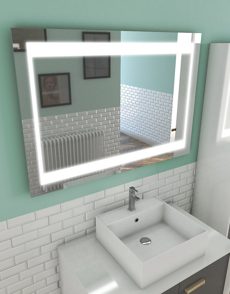 Miroir avec éclairage de salle de bain Portland - l100xP70cm