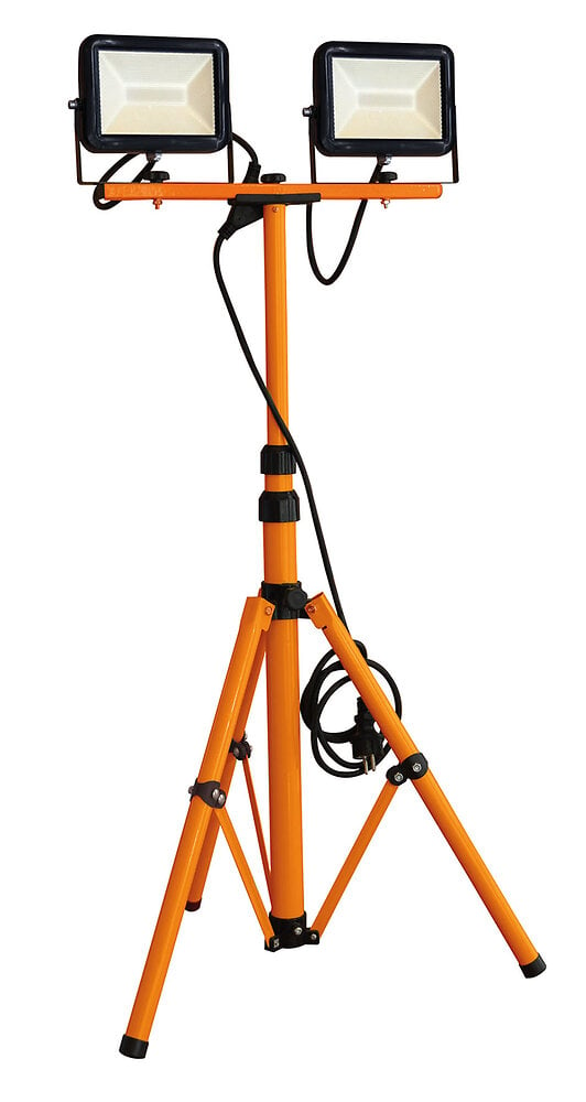 projecteur led sur pied - orange et noir - 2x20w - 2x1600lm
