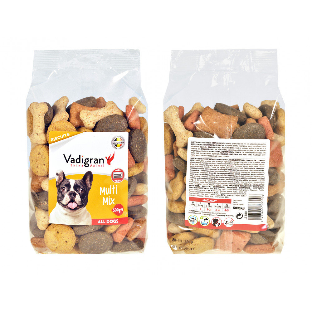 VADIGRAN - Friandise biscuits multi mix 500g pour chien - large