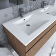 AURLANE - Ensemble Meuble de salle de bain chene celtique 120cm suspendu + vasque ceramique blanche + miroir - vignette