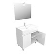 AURLANE - Ensemble Meuble de salle de bain blanc 80 cm sur pied + vasque ceramique blanche + miroir led - vignette