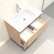 AURLANE - Pack Meuble de salle de bain 80x50 cm Chêne blond - 2 tiroirs - vasque en verre blanc - vignette