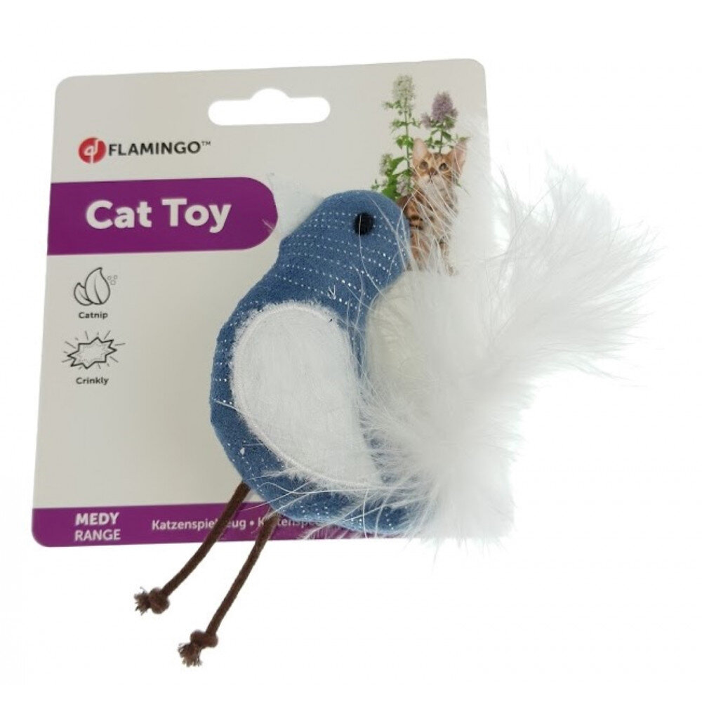 oiseau medy bleu taille 10 x 17 cm jouet pour chat.