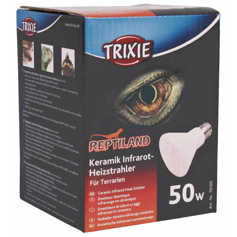 TRIXIE - Emetteur céramique de chauffage infrarouge 50 W pour reptiles - large