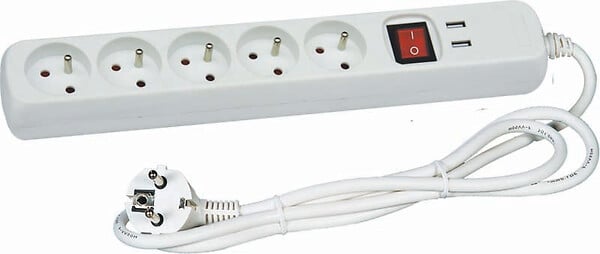 Bloc Multiprise 5 Prises câble 1m avec interrupteur pour lampes