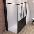 AURLANE - Pack Paroi de douche 140x200 cm noir mat + RECEVEUR DE DOUCHE A CARRELER 90x140CM RECOUPABLE - vignette